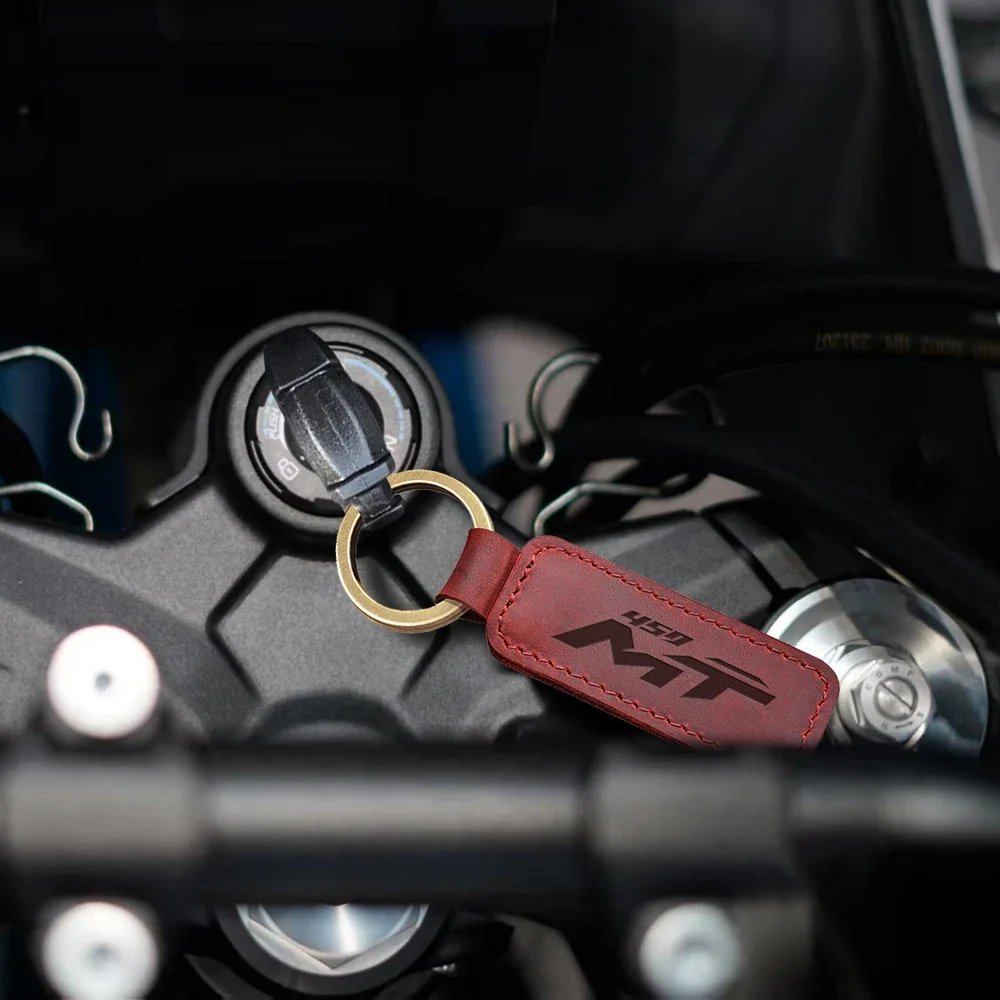 450MT Motorcycle Retro Keychain Cowhide Key Ring for CF MOTO 450 MT