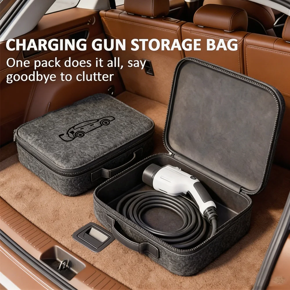 Bolsa de armazenamento para cabo de carregamento de carro elétrico, bolsa para cabo de carregamento de veículo elétrico, à prova de choque, redonda, quadrada, acessórios para carro