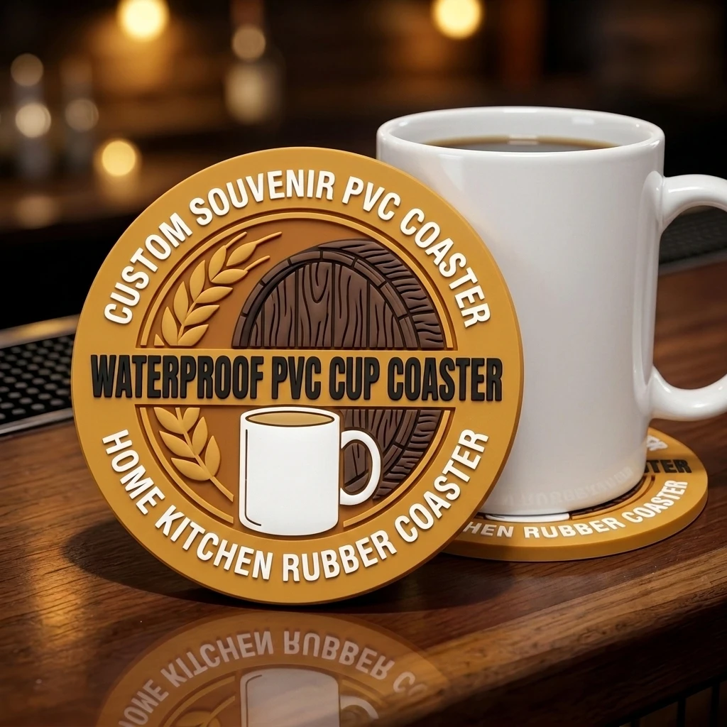 Wholesale Personalized Round PVC Drink Coaster Custom Logo Anti‑slip Heat Resistant Cup Pad Gift For Bar Office Home Table Decor