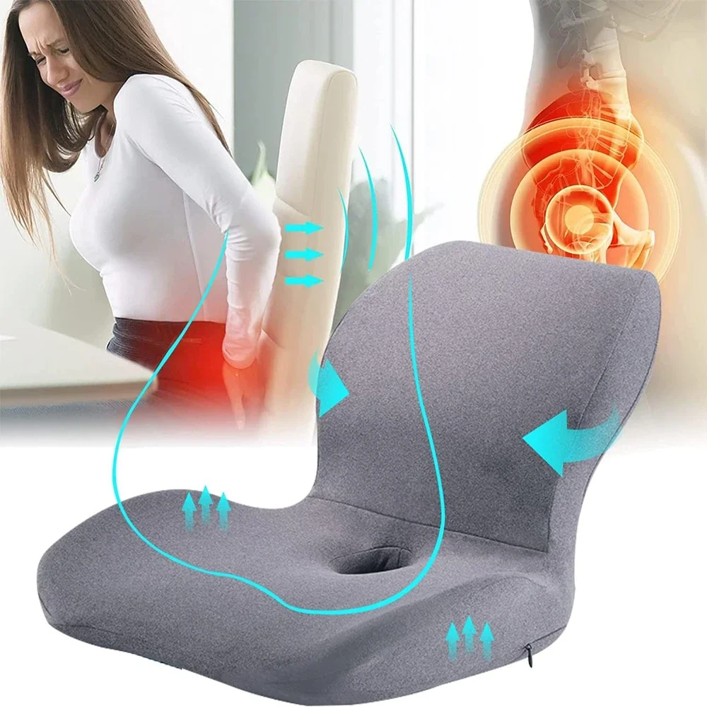 Seat Cushion & Lumbar Support Pillow, Memory Foam Office Chair Cushions for Back and Butt, Car Seat Cushions Back Support Pillow