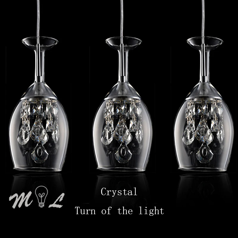 Modern Led K9 Crystal Pendant Light Creative Wine Glass Hanging Lamps Lamparas De Techo Colgante Moderna Home Deco Luminaires