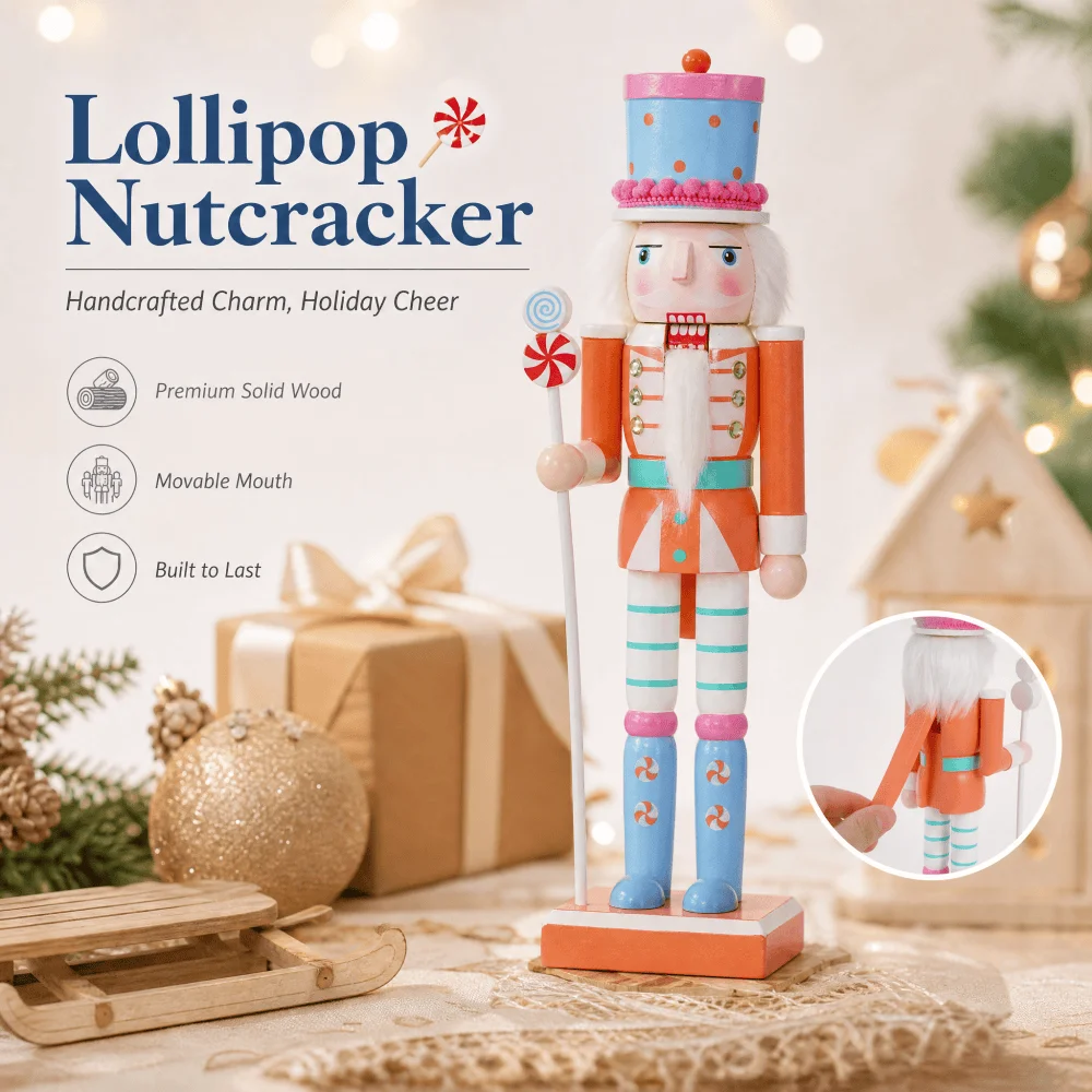 30CM Candy-Serie Holz-Nussknacker-Soldatenfigur, Handgefertigte Weihnachts- und Neujahrsdekoration für Zuhause und Büro, Geschenkidee – Detail 3