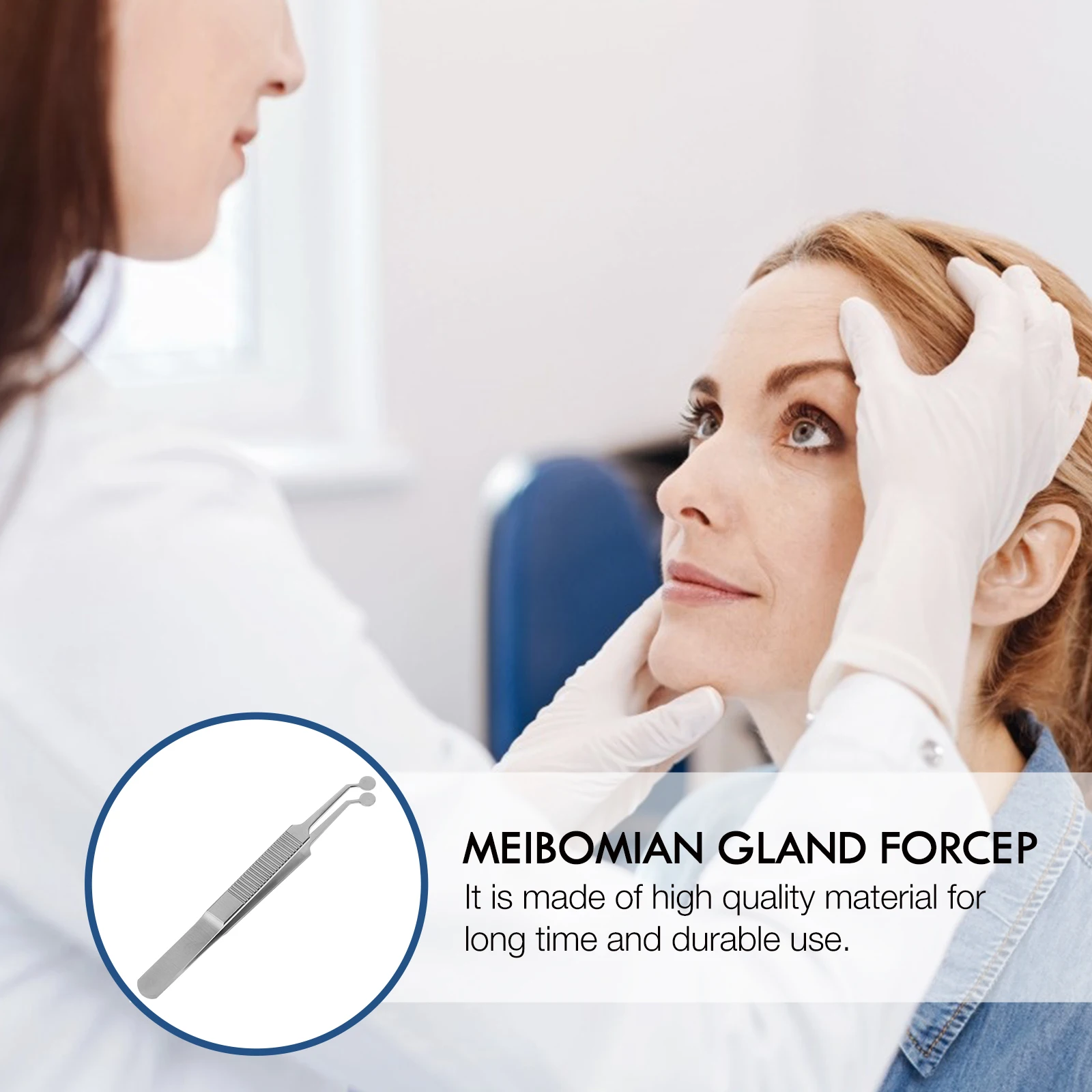 

Eyelid Massage Tweezers Round Head Meibomian Gland Forceps Stainless Steel Non Skid Tools For Eyelid Care Practical Use Durable