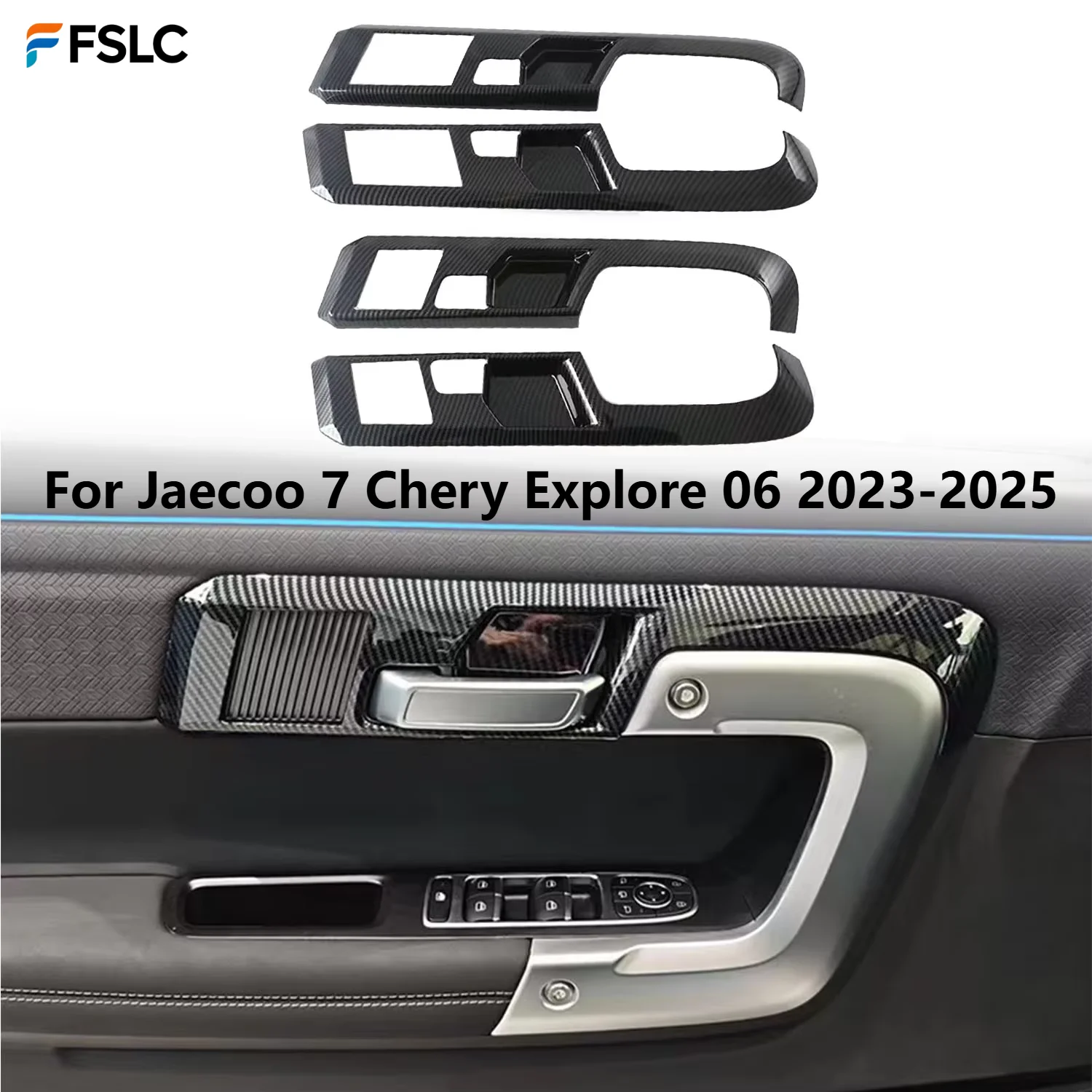 

⭐Genuine⭐ For Jaecoo 7 Chery Explore 06 2023-2025 Interior Door Handles Cover Trim ABS Carbon Fiber Style Accessories 4pcs