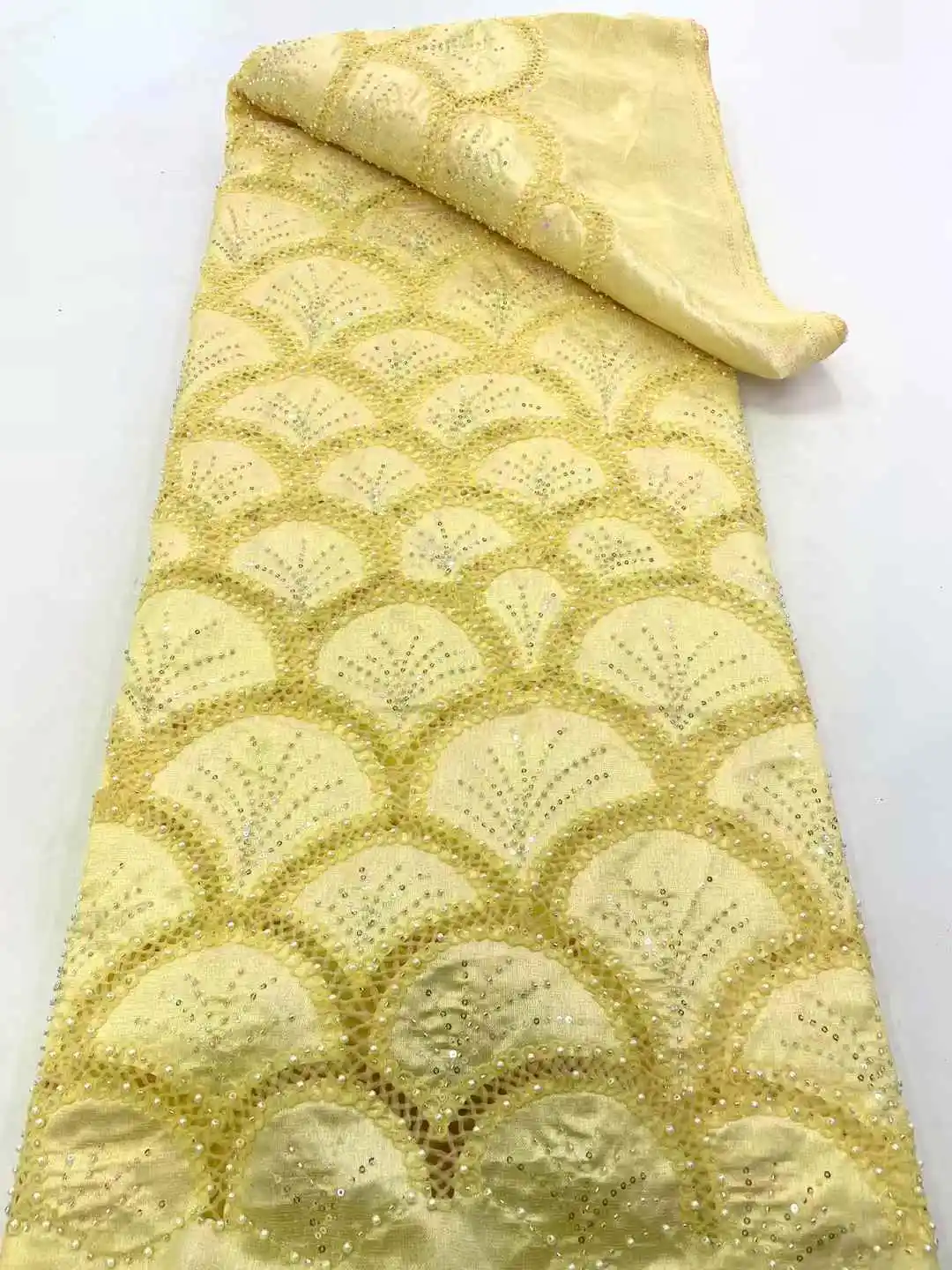 Africa Nigerian Beaded French Mesh Lace With Sequins High Quality 2025 Embroidery Lace Sequins Lace For Wedding Dresses Women