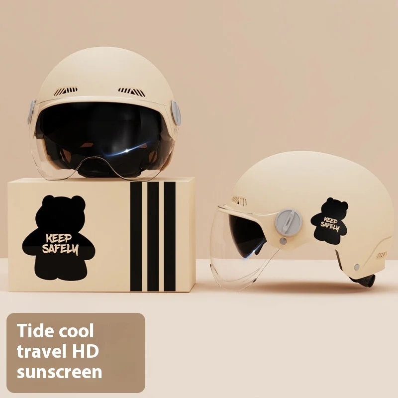 New Electric Motorcycle Half Helmet Men Women Sun Protection Electric Vehicle Four Season General Secure Helmet Cascos Para Moto