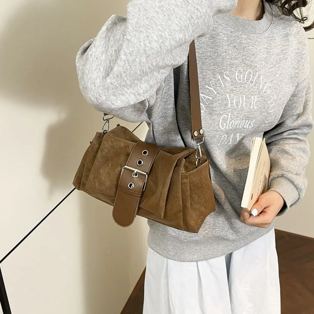 Waterproof Large Capacity Suede Shoulder Bag Solid Color Korean Style Ladies Crossbody Bag Handbag Fashion Tote Bag Girls