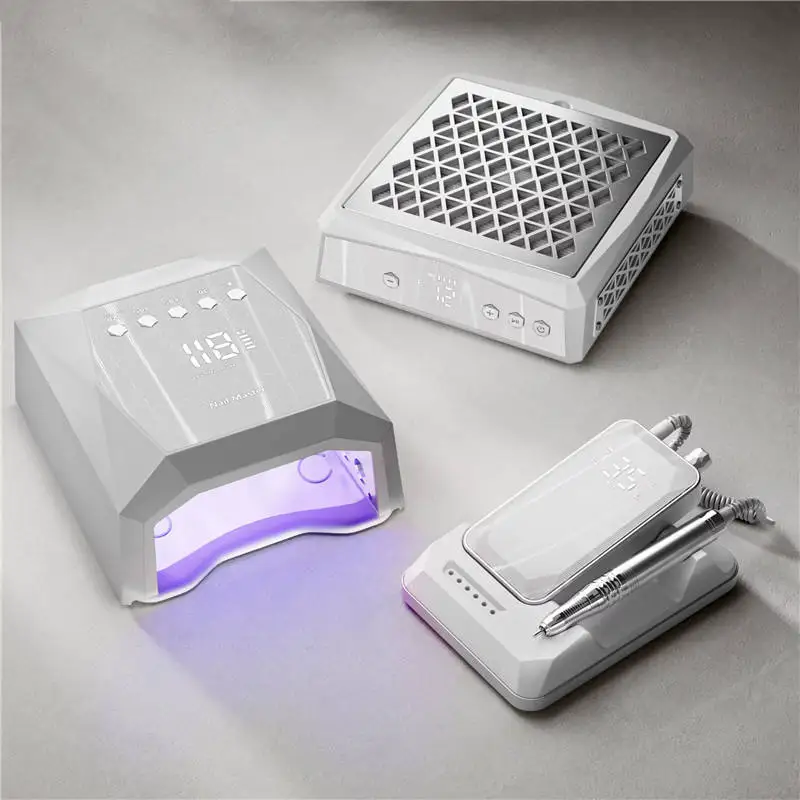 Lu-xury Manicure Kit Brushless Dust Collector Electric File Fast Drying LED UV Light Nail Lamp Rechargeable Nail Drill for Salon