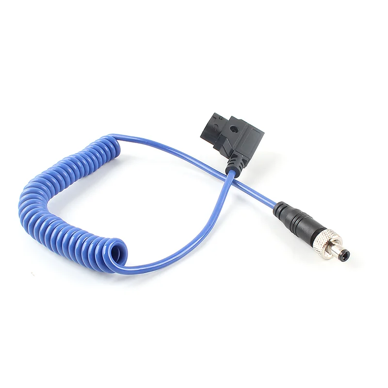 Dtap to Lock DC 5.5mm Straight Coiled Spring Power Cord for DSLR Camera Field Monitor Vmount Battery Supply