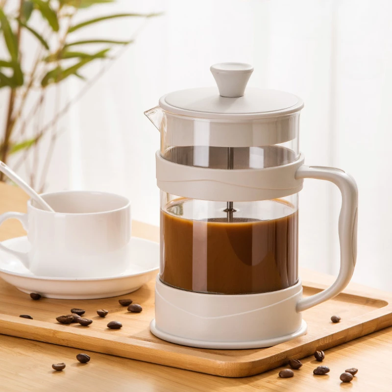 White Transparent Heat-resistant Glass French Press 350ml/800ml/1000ml Coffee Pot Multifunctional Hand Punch Pot Coffeeware