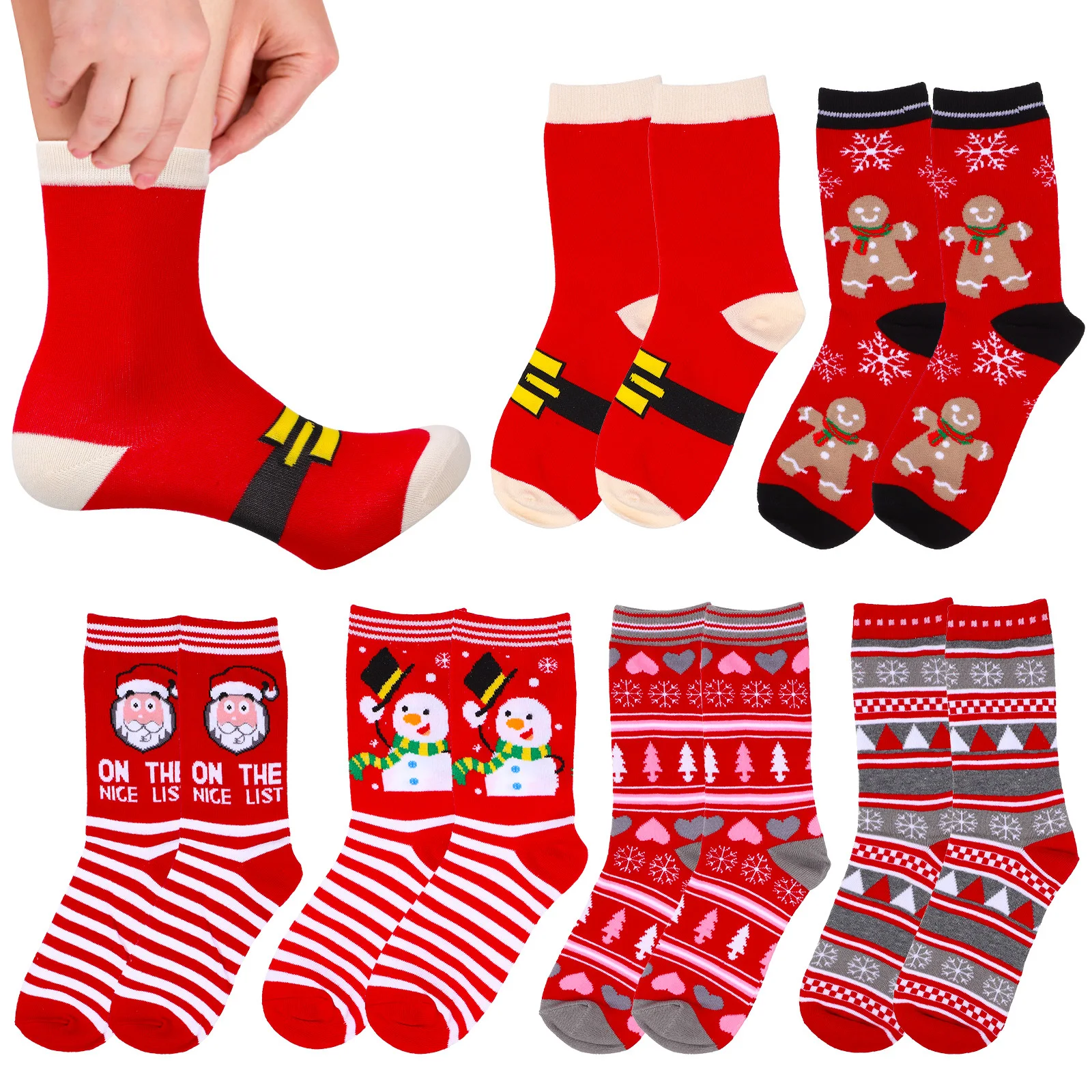 

6Pairs Long Tube Socks Christmas Design Colorful Cartoon Socks for Women Men Casual Wear Xmas Stocking Xmas Stocking