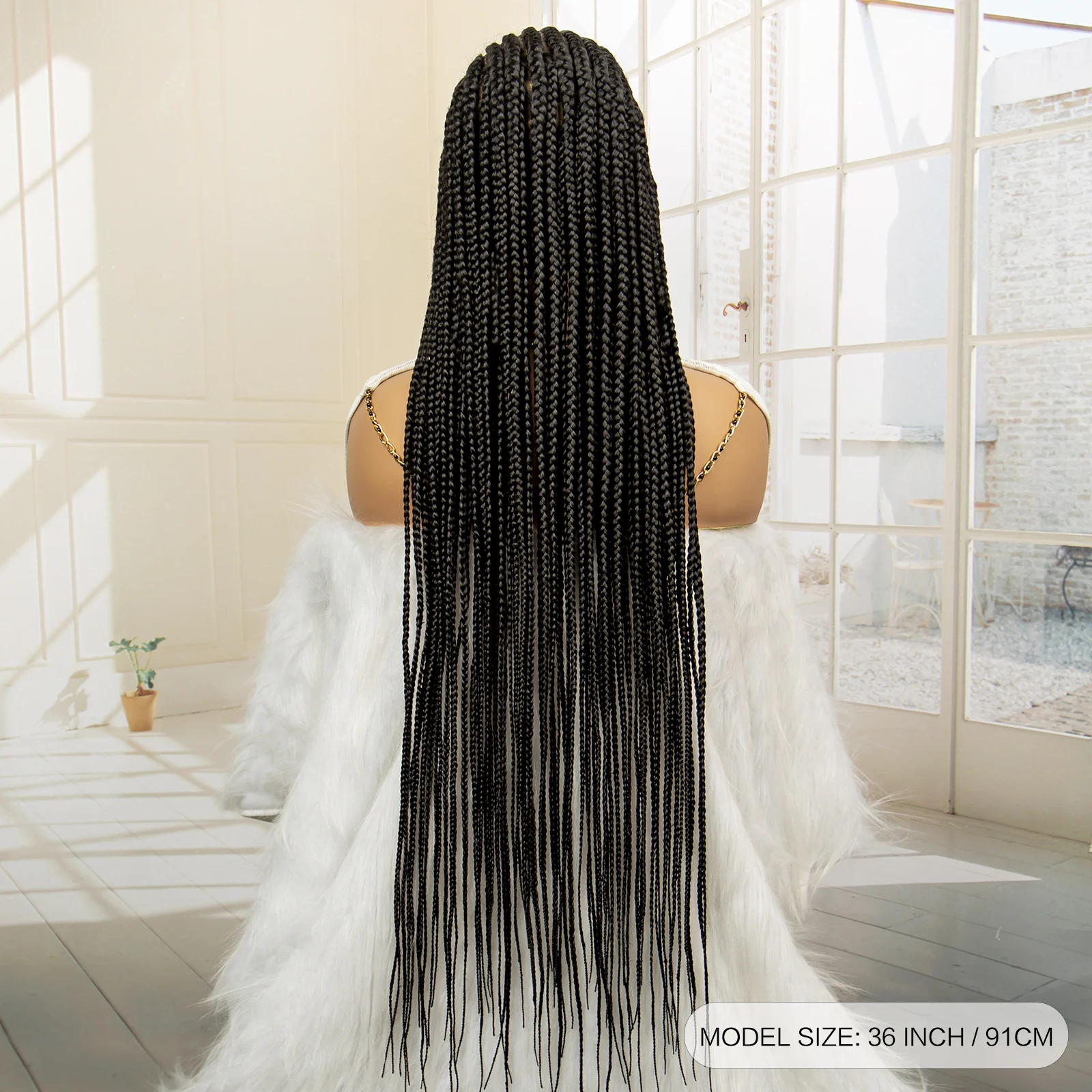 36 Zoll Cornrow geflochtene Perücken synthetische volle Spitze Flecht Perücke mit Babyhaar für schwarze Frauen zurück knoten lose Box Braid Perücke