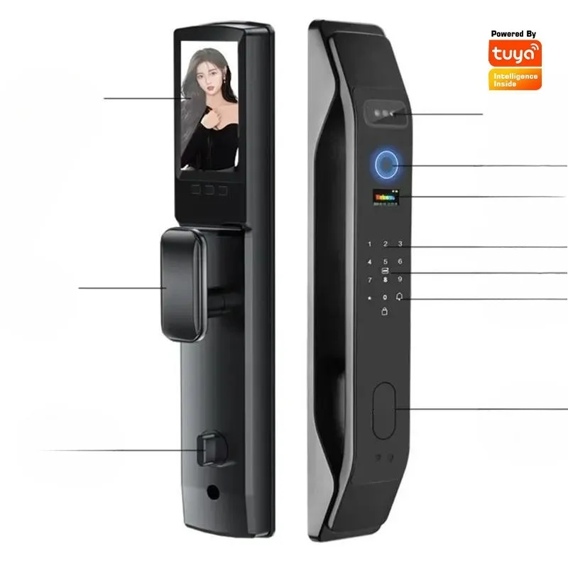 Tuya Password Smart Door Lock with Facial Recognition Fingerprint Video Intercom Automatic Anti-theft Home Security