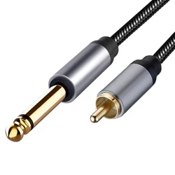 1/2PCS RCA do 1/4 Cal kabel Audio pozłacany miedziany 6.35mm TS Mono męski na RCA męski Patch Cord do głośnika mikrofon gitarowy