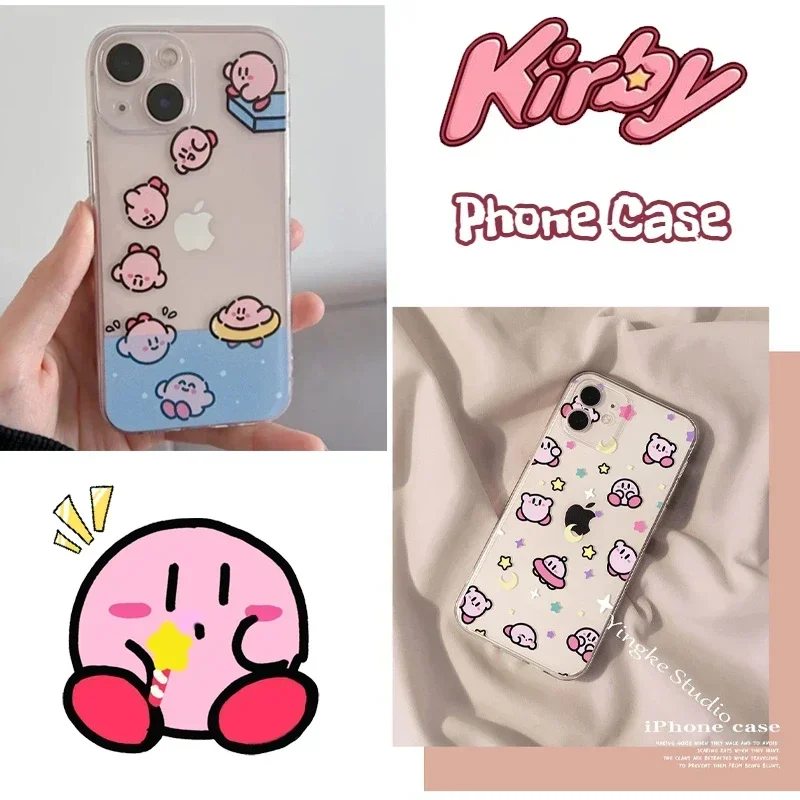 Anime Kirby Clear Cartoon Phone Case For IPhone 13 12 11 Pro Max XS Max XR X 8 Plus Liquid Creative Silicon Bumper Back Cover