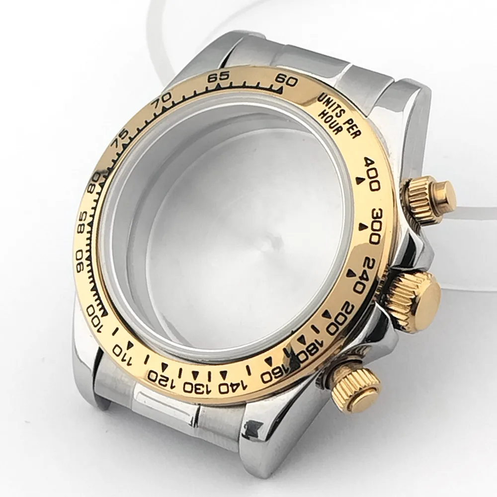 39,3-mm-Uhrgehäuse aus Metall, Gummiarmband, Saphirglas, passend für das VK63-Uhrwerk, silberfarben, roségoldfarben, schwarz, Uhrenzubehörteile, kann zusammengebaut werden. – Detail 24