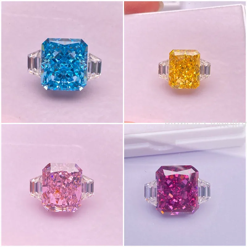 

Pirmiana Custom Crushed Ice Cut Zirconia Loose Gemstone Plus Moissanite Side Stones for Jewelry Wedding Ring Design