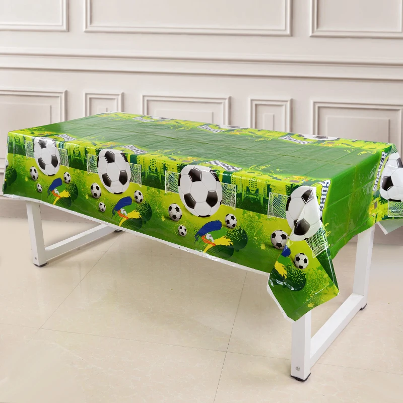 1pc Soccer Theme Tablecloths Football Birthday Party Decor Soccer Rectangular Plastic Table Cover Perfect for Game Day Supplies