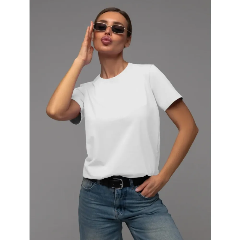 Classic crew neck short sleeve tee fitted simple solid tone shirt soft breathable fabric versatile match with jeans trousers