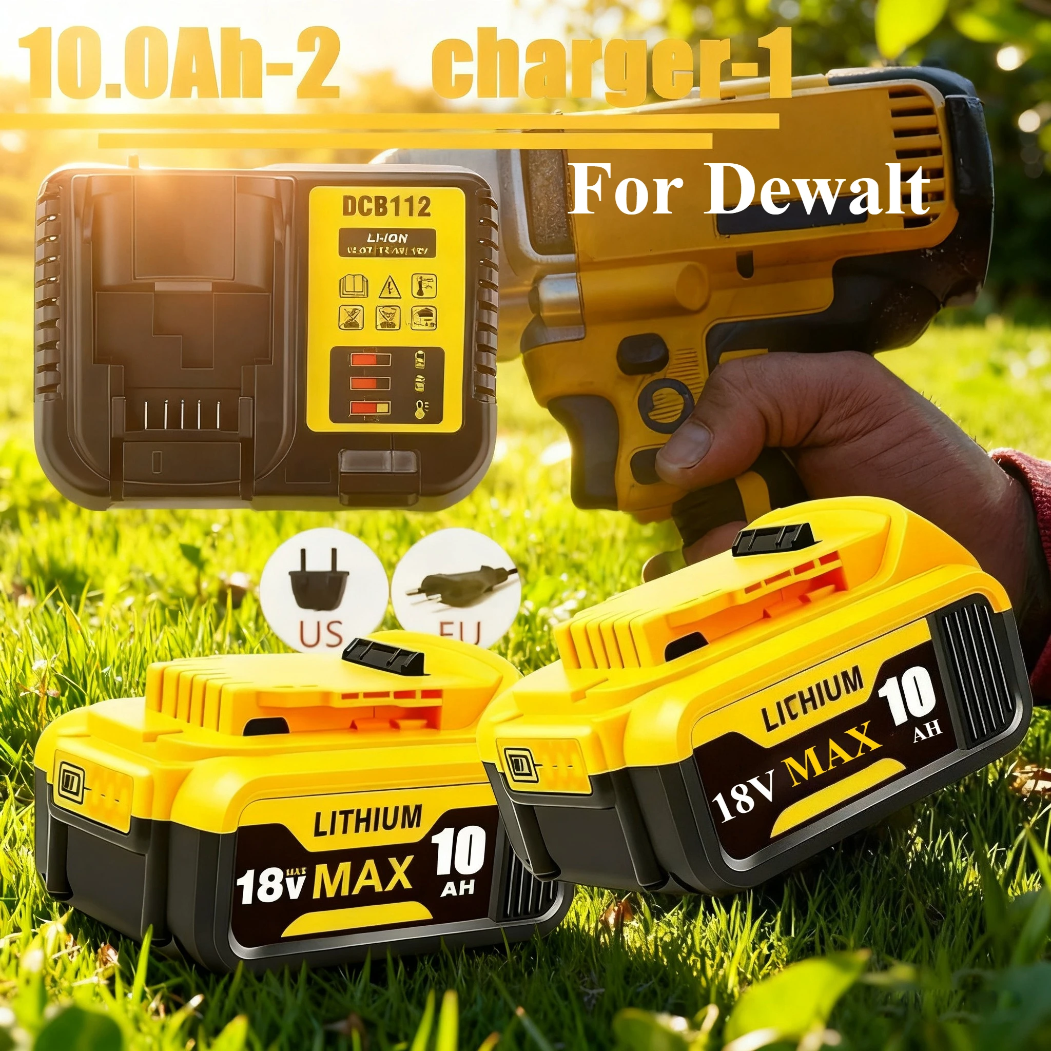 For Dewalt Original 12000mAh 18V Power Tool Battery DCB206 18V 10.0Ah DCB206 DCB205 DCB200 Lithium Ion Battery For Dewalt