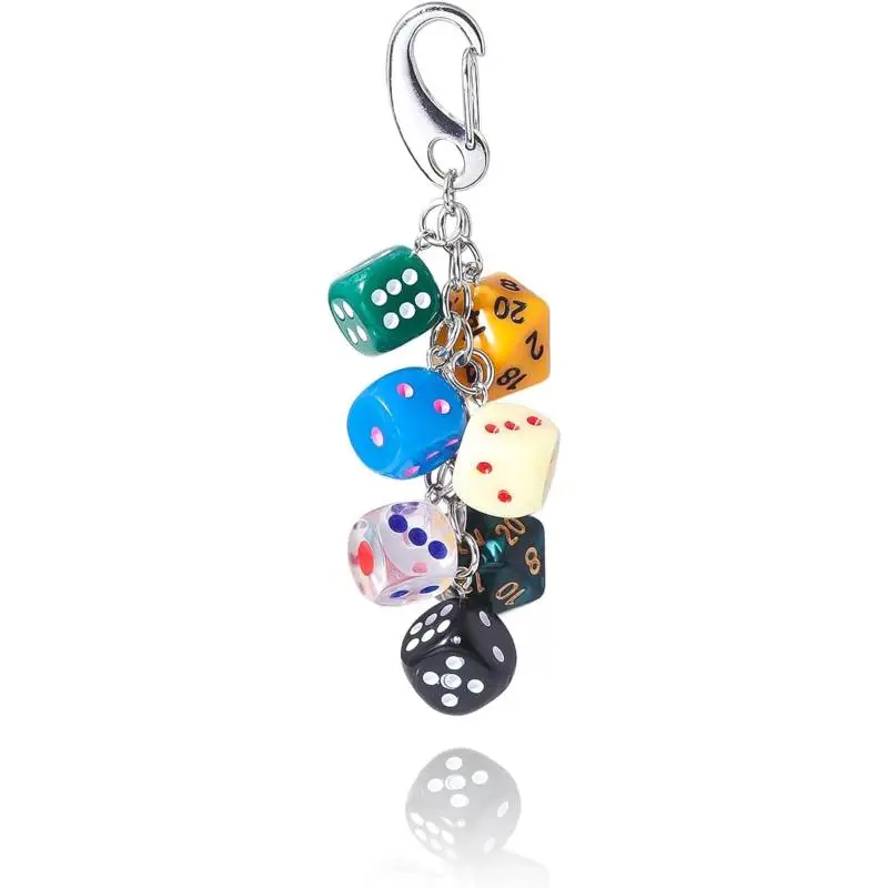 Y2K Street Style Keychain Punk Hiphop Black Dice No.8 Billiard Pendant Lucky Decor for Daily Wear Gift for Girls Boys