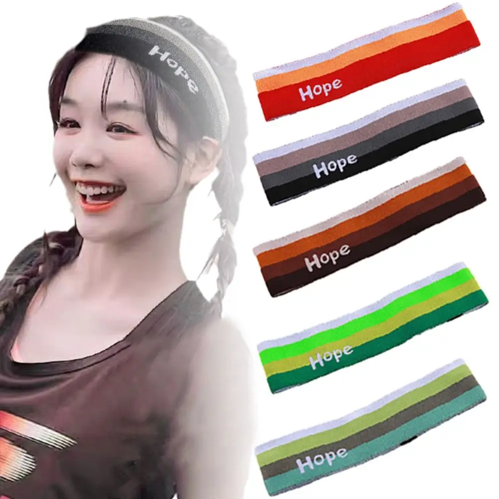 Multicolor Yoga Sweat Headband Trend Stripe Sport Hair Bands Running Street Dance Headscarf Sweatabsorb Head Band Outdoor Sport