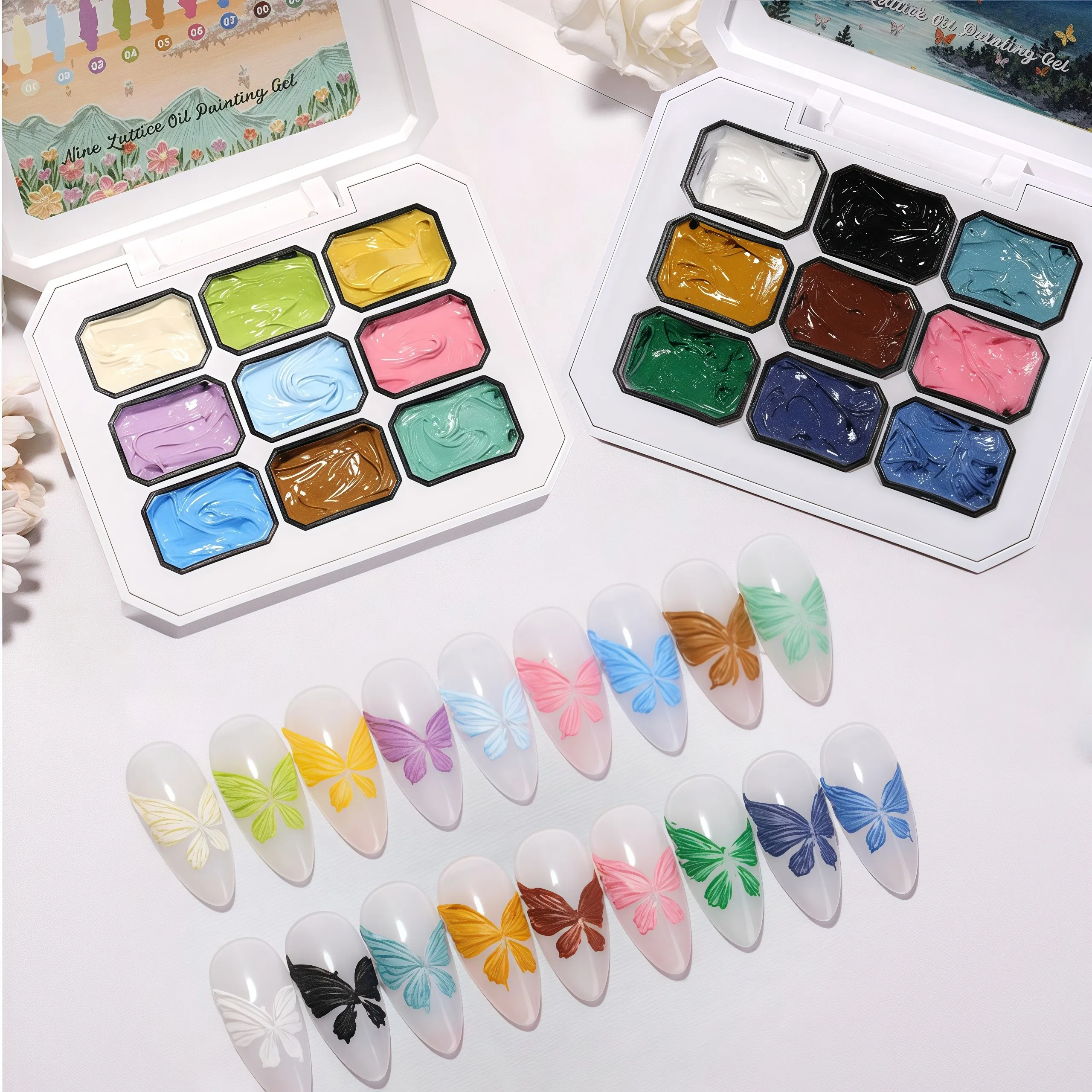 جل طلاء زيتي من سلسلة ماكرون مكون من 9 ألوان، غراء فني للأظافر، ألوان زاهية لامعة، جل قوي بملمس كريمي عالي التعيين، متين