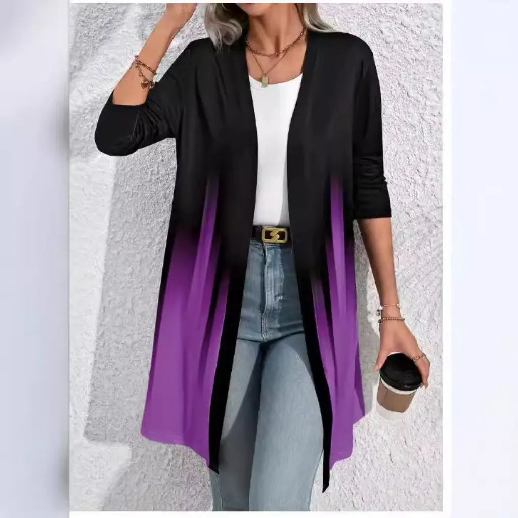 

Женский элегантный цветной длинный кардиган с принтом тай-дай, свободный вязаный жакет в ленивом стиле, новинка в европейском и американском стиле