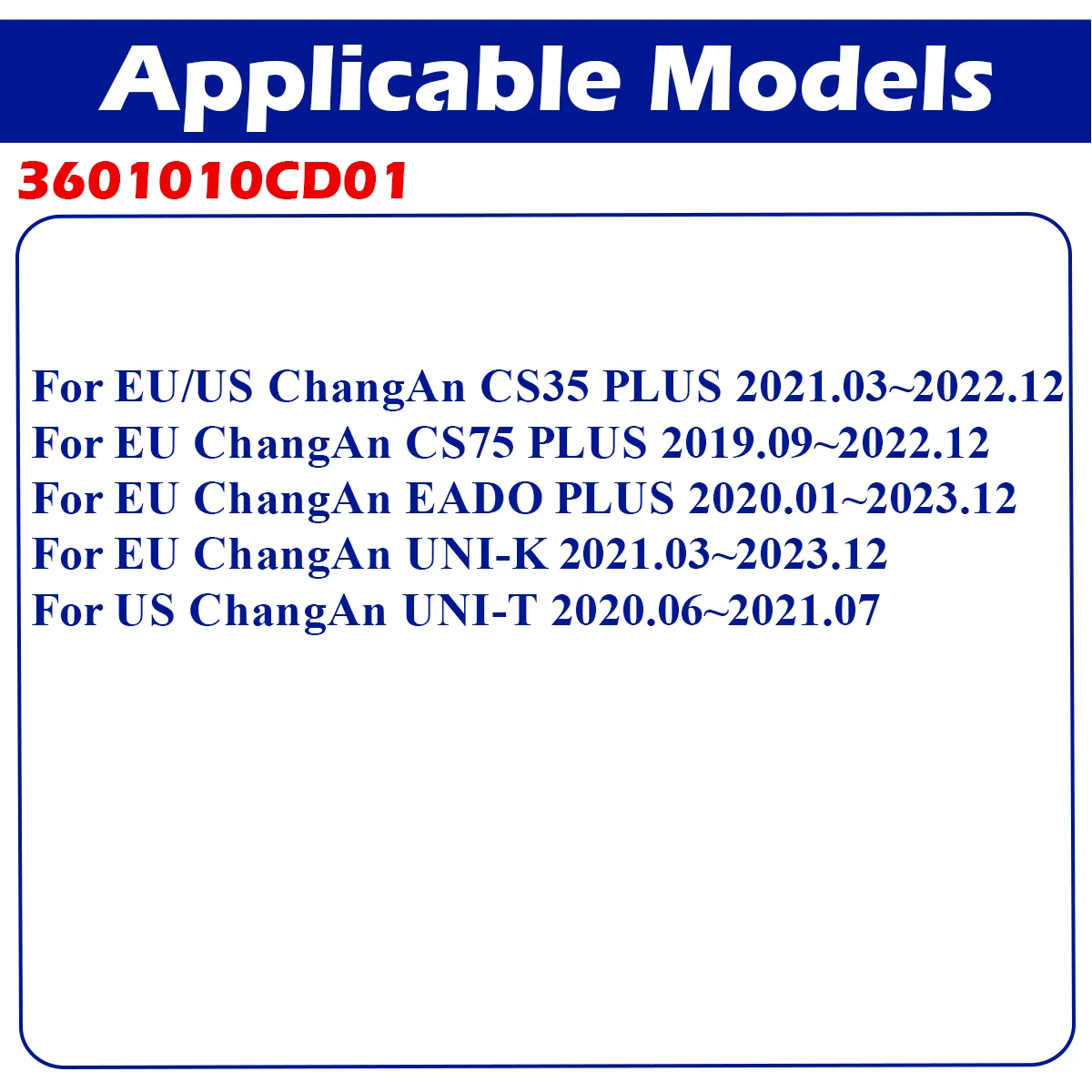 Sensor de presión de neumáticos, accesorio para ChangAn CS35 Plus CS75 Plus Edo Plus UNI-K 2021/03-2023 UNI-T 2020/06-2021/07 433MHz, 3601010CD01