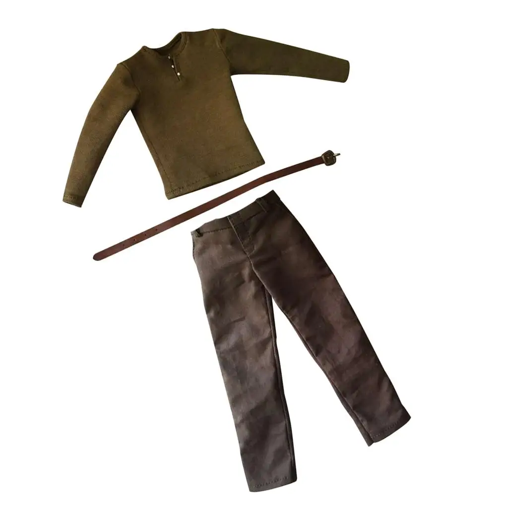 Ensemble chemise et pantalon et ceinture, vêtements/6 échelles, accessoires pour figurines d'action masculines de 12 pouces