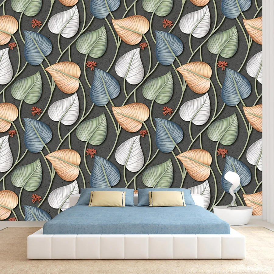 

15+ Custom Photo Self Adhesive Vinyl Wall Art Panel Papers Home Decor Wallpaper for Living Room Leaf Furniture Renovation Mural