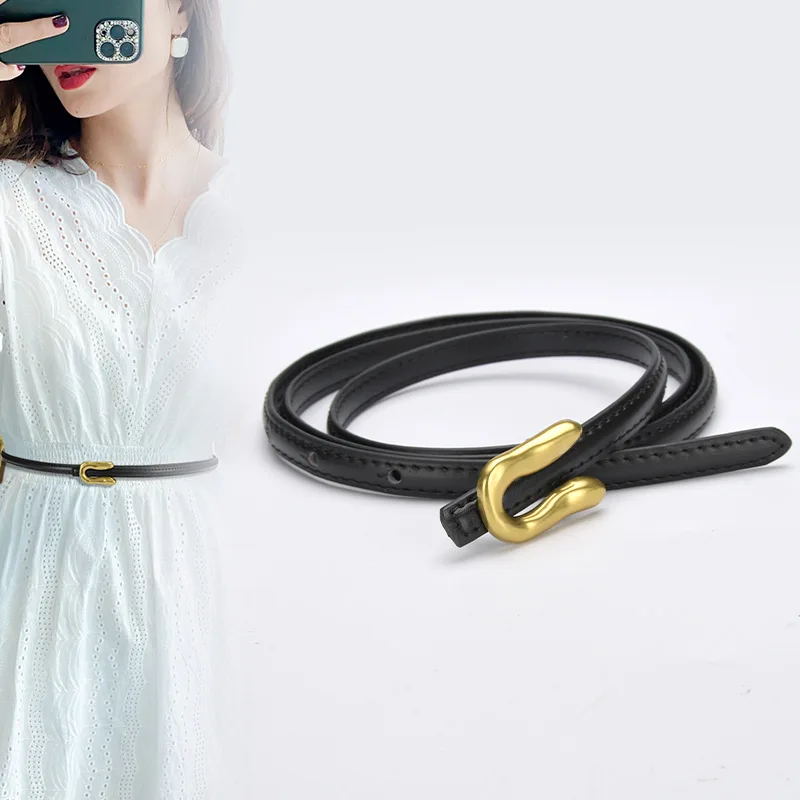 

16 Colors Wholesale Women Slim Belt Real Cow Leather Irregular Buckle Pin Suits Jeans Strap Waistband Women Cowskin Waist Belts