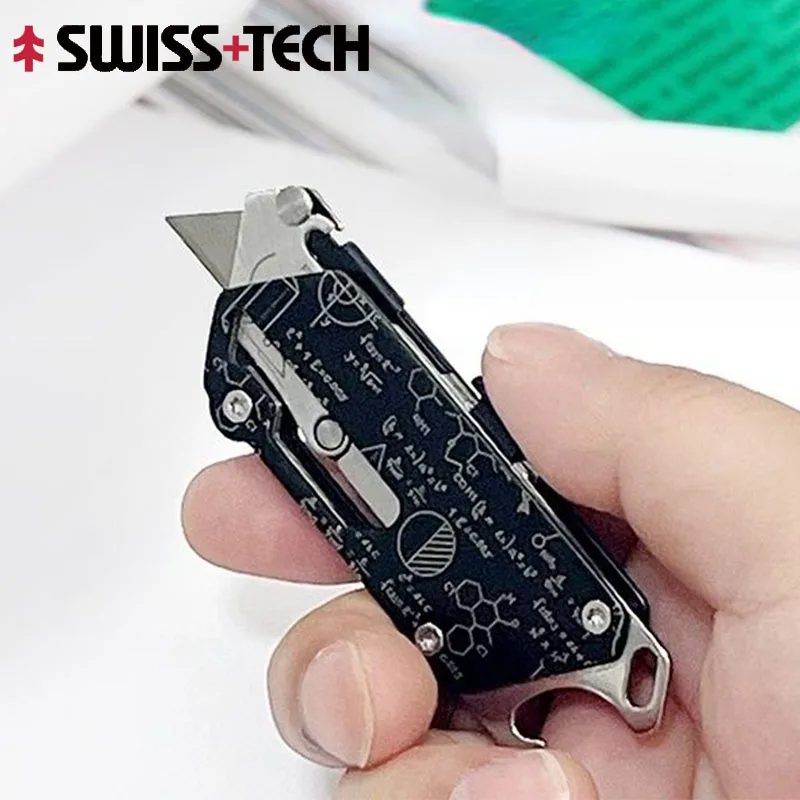 

Swiss Tech Pocket Utility Knife Multitool Knives 2 In 1 Unpacking Knife Cutter Box Opener Paper Cutting Combination Tool