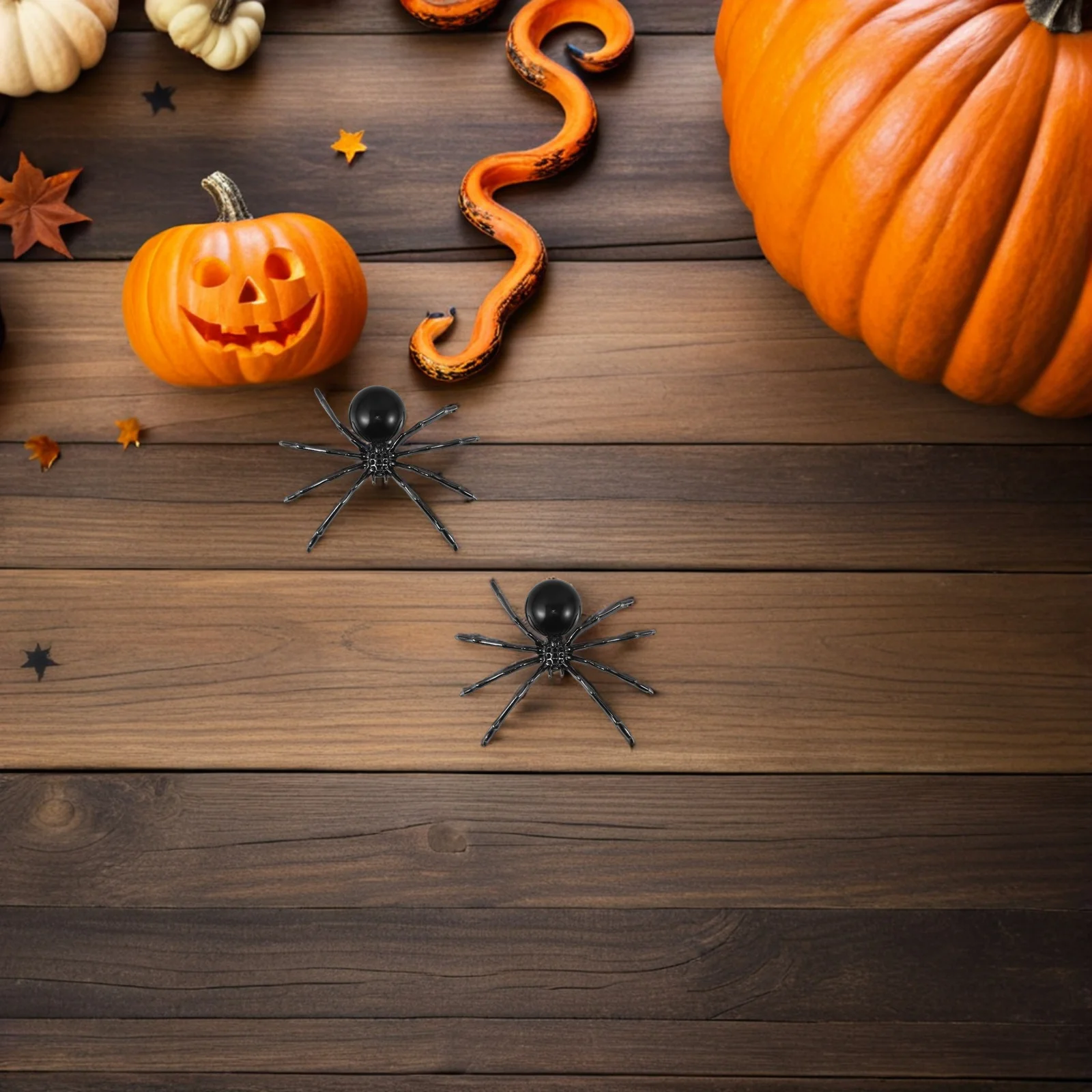 

2Pcs Crystal Spider Sculpture Alloy Realistic Halloween Decor Spooky Home Office Decorative Animal Statue Black Crystal Insect