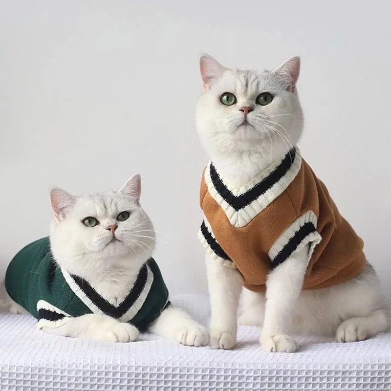 

Autumn Winter Christmas Sweater For Small Dogs Kitten Pullover Puppy Vest Clothes Kitty Jacket Outfits Pet Cat Solid Costume