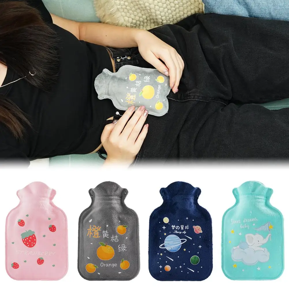 Hot Water Bag Cute Hand Warmer Heat Warm Cartoon Hot Water Bottle Reusable Soft Small Filling Coldproof Water Keeping F8k1