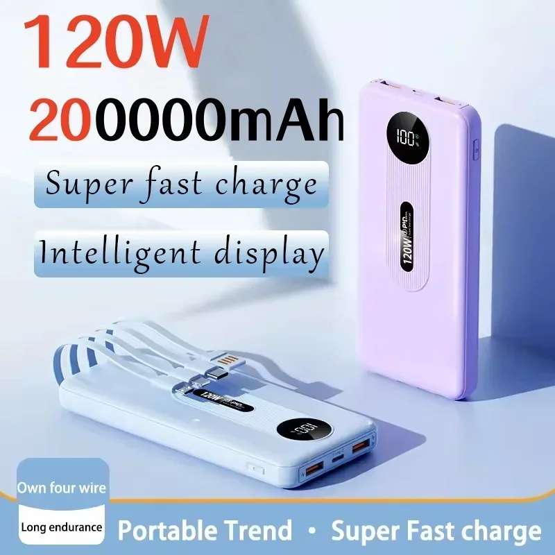 120 واط 200000 باور بانك عالي السعة mAh، شحن سريع للغاية، بطارية خارجية للهاتف المحمول لهواتف iPhone وسامسونج وهواوي الجديدة 2025 #4