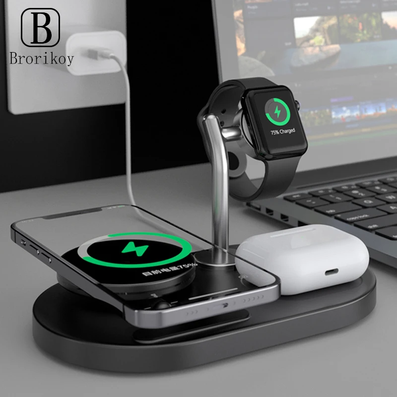 

15W Fast Wireless Charger 4 in 1 Charging Dock Station For iPhone 14 13 12 11 Pro XS MAX XR X 8 Apple Watch 7 6 5 4 AirPods Pro2