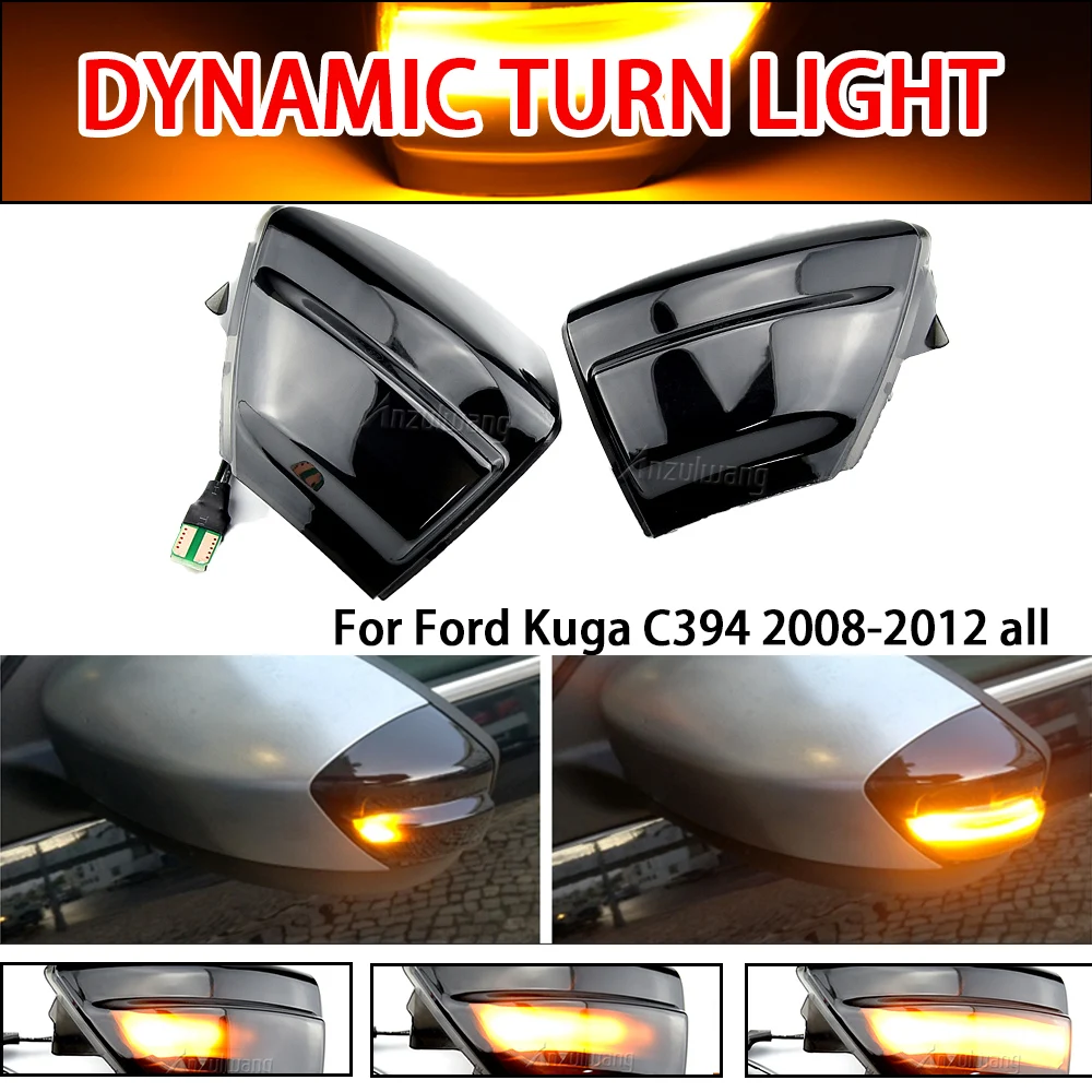 Pair For Ford Kuga 1 Galaxy C-Max 2 S-Max LED Dynamic Turn Signal Light Door Wing Mirror Blinker Indicator Lamp Repeater