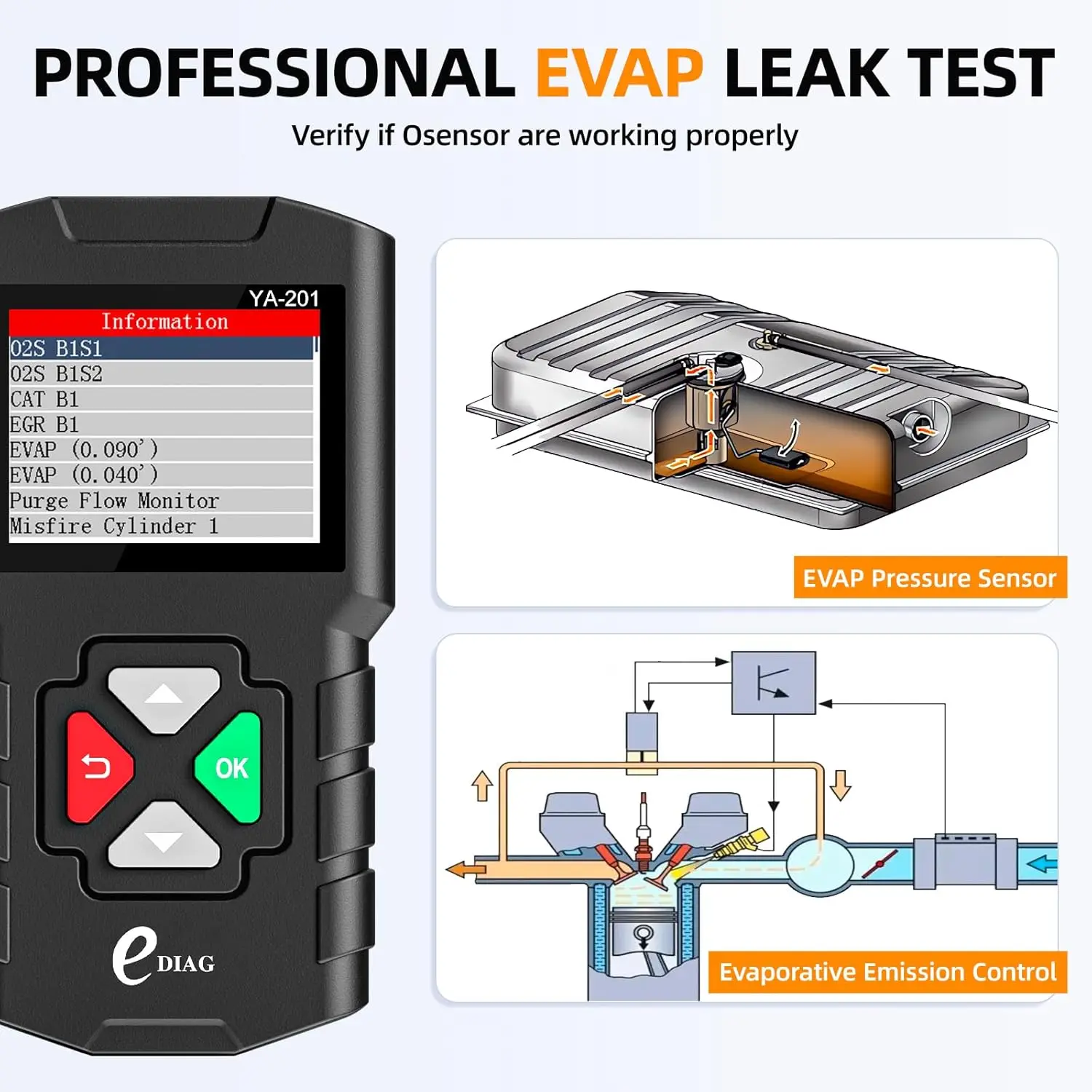YA-201 Obd2 الماسح الضوئي طرق Obd2 الكاملة تحقق قارئ رمز المحرك 1996 + obdii/EOBD/KOBD/CAN سيارات بث البيانات المباشرة التوصيل اللعب #3
