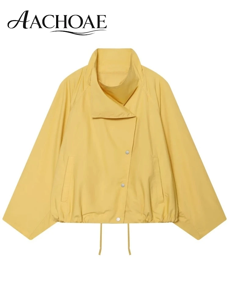 AACHOAE Women Oversized Drape Collar Jacket Lightweight Windbreaker Coat Casual Loose Short Jacket