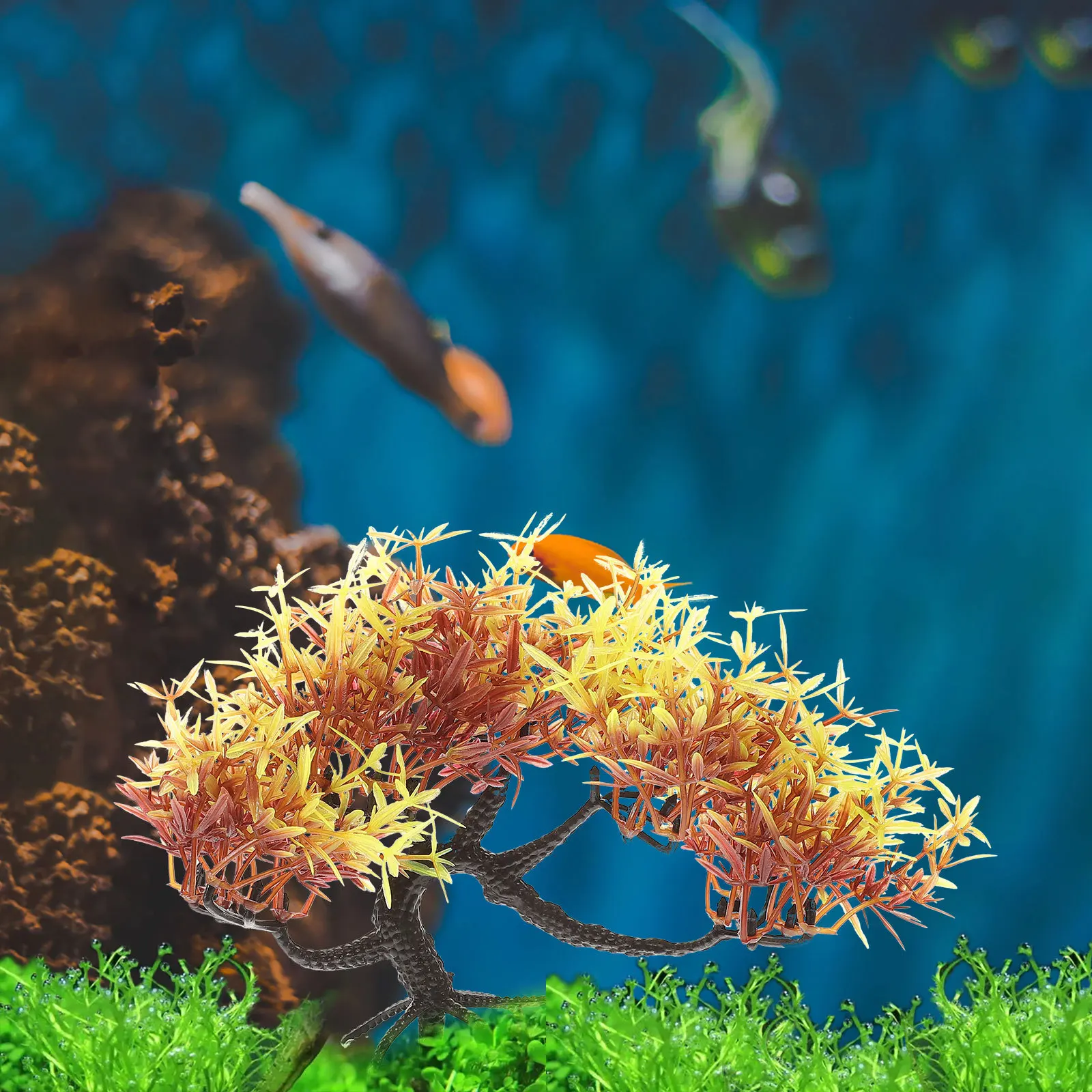 

2Pcs Aquarium Pine Tree Fake Plant Fish Tank Ornaments Safe Nonfade Decorative Accessories Aquarium Bonsai Fish Tank Pine Tree