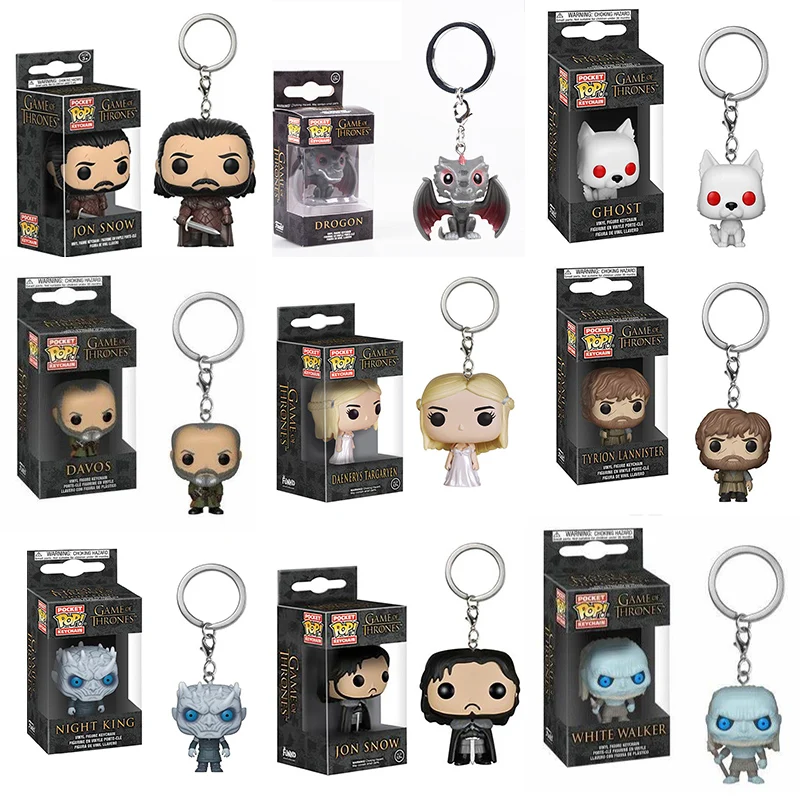 Funko novo jogo de jab neve tronos daenterys noite rei fantasma tyrion figura de ação chaveiro brinquedos para crianças presente natal