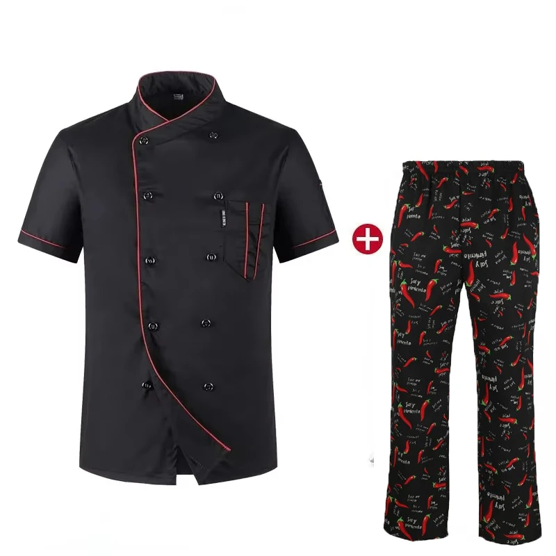 Chef-kok uniformen set voor heren dames restaurant gebak keuken kok ober jas en broek