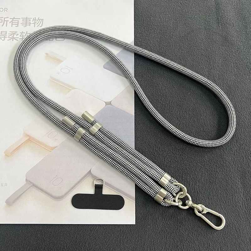 2024 New Lanyard Silver Double Buckle Adjustable Wrist Hand Crossbody Strap Cord Hang Mobile Cell Phone Shoulder Chain Key Rope