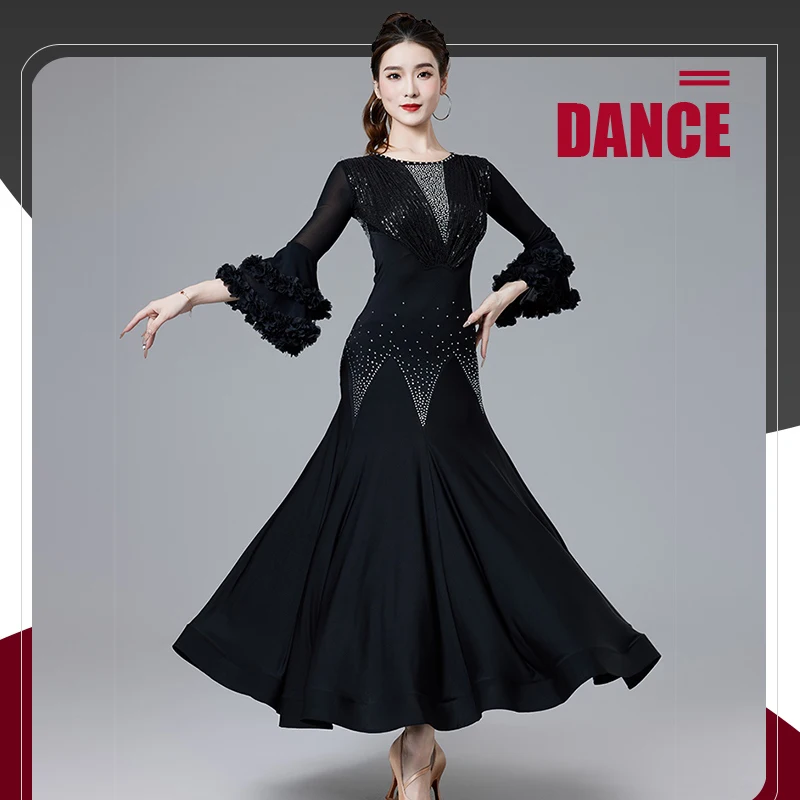 

2024 New Women's Ballroom Dance Dress Adult Latin Dance Foxtrot Tango Dance Performance Costumes Waltz Practice Dresses XH499