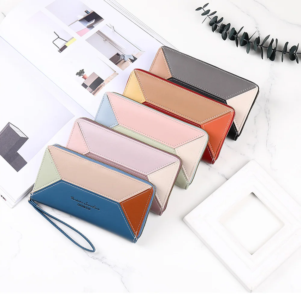 Korean Fashion Women Short Wallet PU Leather Coin Purse Zipper Change Purses Large Capacity Multi-card Card Holder Zipper Pouch