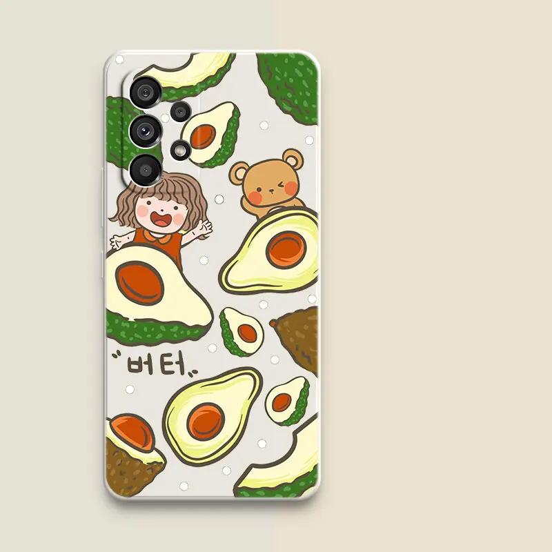 Cute Cartoon Avocado Case For Samsung Galaxy A14 A33 A34 A53 A54 A13 A12 A23 A24 A22 A32 A50 A51 A52S A70 A71 A72 A73 A04S A04E