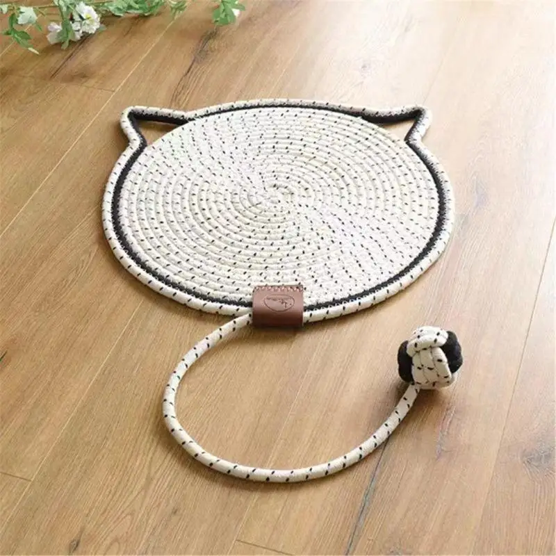 A9LA Cotton Rope Cats Scratfer Post Mat Fun Toy للقطط لطحن المخلب وتخفيف تصميم ميزة الإجهاد المقاومة للارتداء