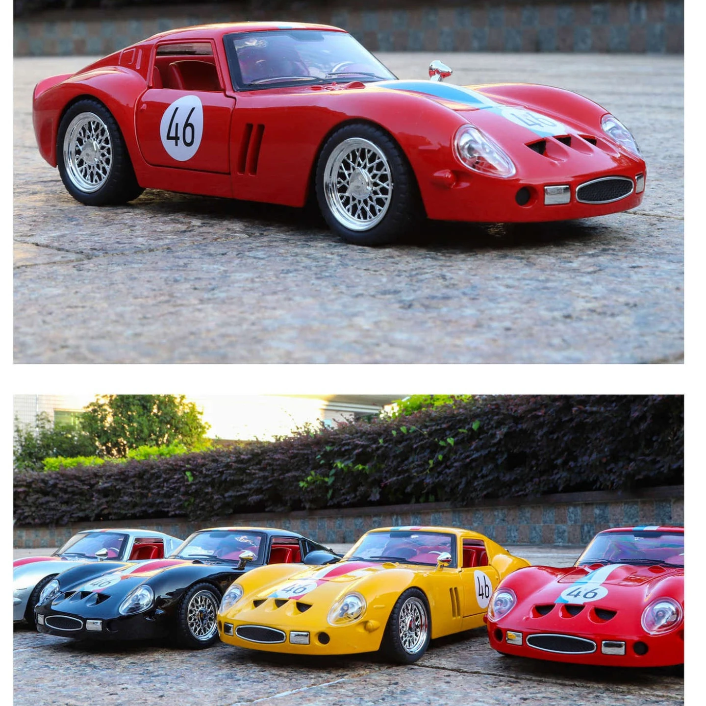 1:24 250 GTO 모델 장난감 미니어처 스포츠카 합금 다이캐스트 사운드 라이트 도어 오픈 풀백 생일 선물 어린이용